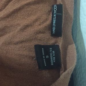 Silk and cashmere burnt orange cardigan